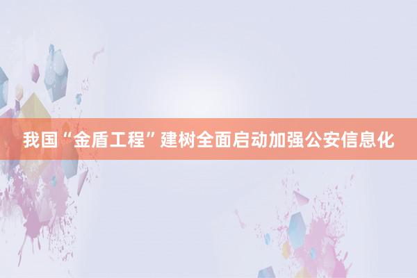 我国“金盾工程”建树全面启动加强公安信息化